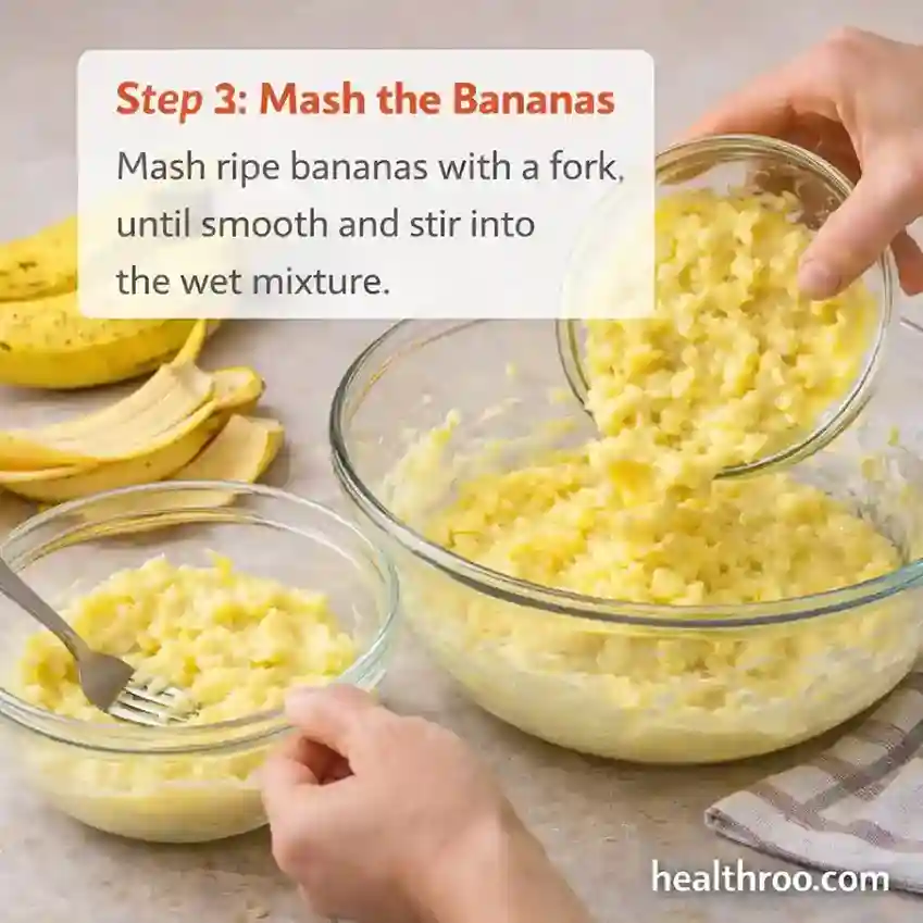 Mash the banana for preparation of banana bready recipe