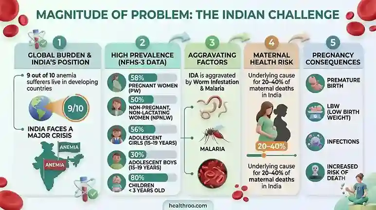 The infographic explain about the magnitude of Anaemia in Adolescent in respect of Anaemia and WIFS
