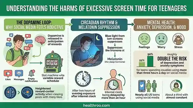 This is the infographic of Teenage screen time limits for students in excessively